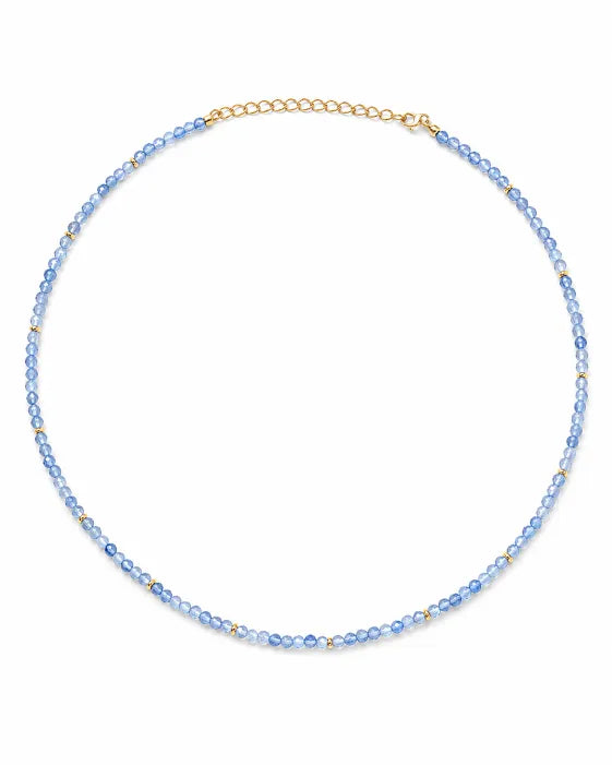 March Aquamarine Beaded Choker Necklace