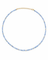 March Aquamarine Beaded Choker Necklace by ZodiGlow, aquamarine blue gold necklace, main product view