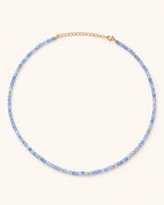 March Aquamarine Beaded Choker Necklace by ZodiGlow, aquamarine blue gold necklace, main product view