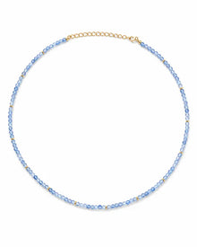 March Aquamarine Beaded Choker Necklace by ZodiGlow, aquamarine blue gold necklace, main product view