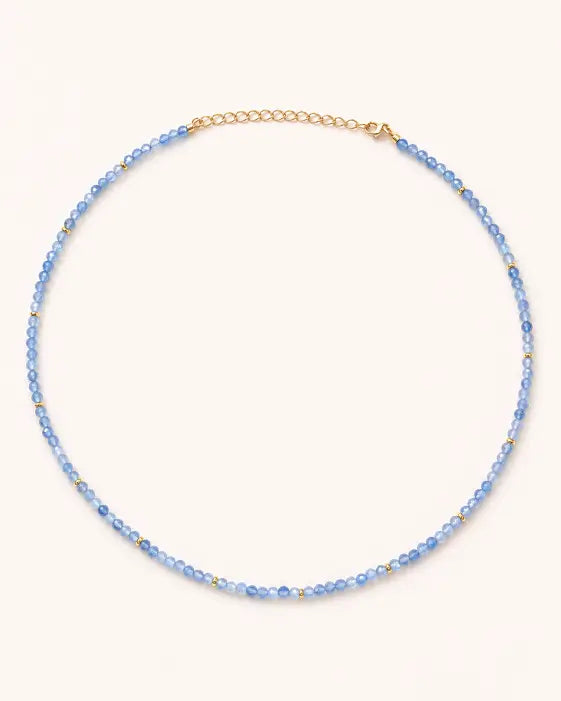 March Aquamarine Beaded Choker Necklace