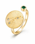 May Emerald Adjustable Birthstone Ring by ZodiGlow, emerald green gold ring, main product view