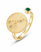 May Emerald Adjustable Birthstone Ring by ZodiGlow, emerald green gold ring, main product view