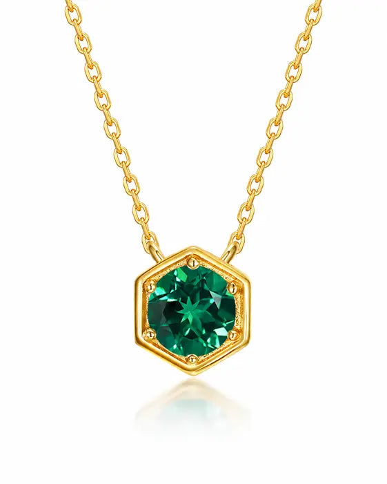 May Emerald Hexagon Necklace – Taurus Birthstone Jewelry