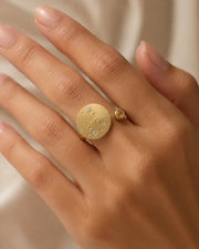 November Citrine Adjustable Birthstone Ring by ZodiGlow, citrine gold silver ring, detail view