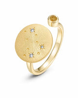 November Citrine Adjustable Birthstone Ring by ZodiGlow, citrine gold silver ring, main product view