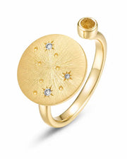 November Citrine Adjustable Birthstone Ring by ZodiGlow, citrine gold silver ring, main product view