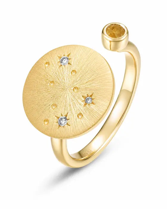 November Citrine Adjustable Birthstone Ring by ZodiGlow, citrine gold silver ring, main product view