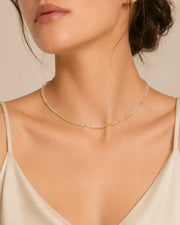 November Citrine Beaded Choker Necklace by ZodiGlow, citrine gold delicate necklace, detail view