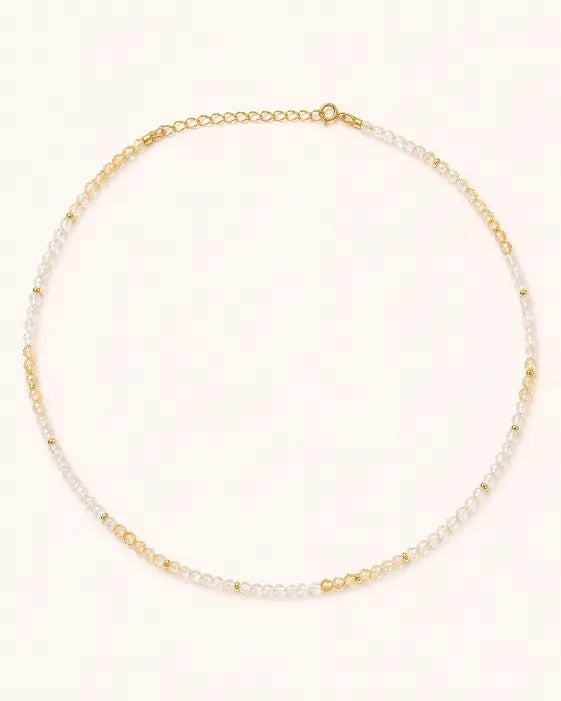 November Citrine Beaded Choker Necklace by ZodiGlow, citrine gold delicate necklace, main product view