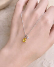 November Citrine Birthstone Teardrop Necklace by ZodiGlow, citrine birthstone delicate necklace, angle view
