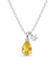November Citrine Birthstone Teardrop Necklace by ZodiGlow, citrine birthstone delicate necklace, main product view