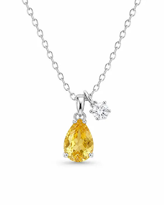 November Citrine Birthstone Teardrop Necklace