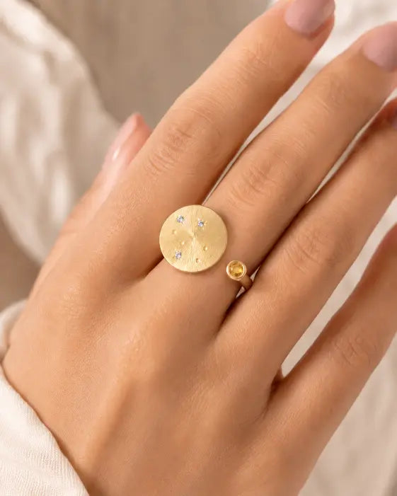 October Opal Adjustable Birthstone Ring