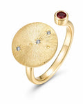 October Opal Adjustable Birthstone Ring by ZodiGlow, opal gold silver ring, main product view