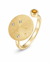 October Opal Adjustable Birthstone Ring by ZodiGlow, opal gold silver ring, main product view