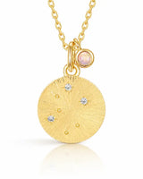 October Opal Birthstone & Libra Zodiac Necklace by ZodiGlow, opal gold birthstone necklace, main product view