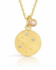 October Opal Birthstone & Libra Zodiac Necklace by ZodiGlow, opal gold birthstone necklace, main product view