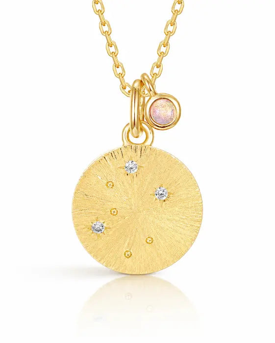 October Opal Birthstone & Libra Zodiac Necklace