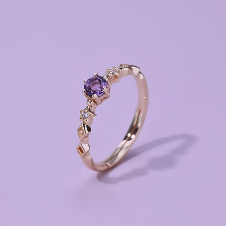Celestia Amethyst Star Open Ring