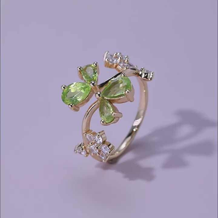 August Birthstone Peridot Blossom Ring