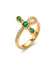 Emerald Green Ribbon Knot Crystal Ring