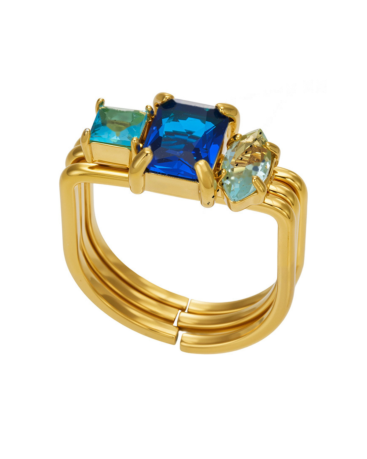 Ocean Blue Prism Trio Ring Series