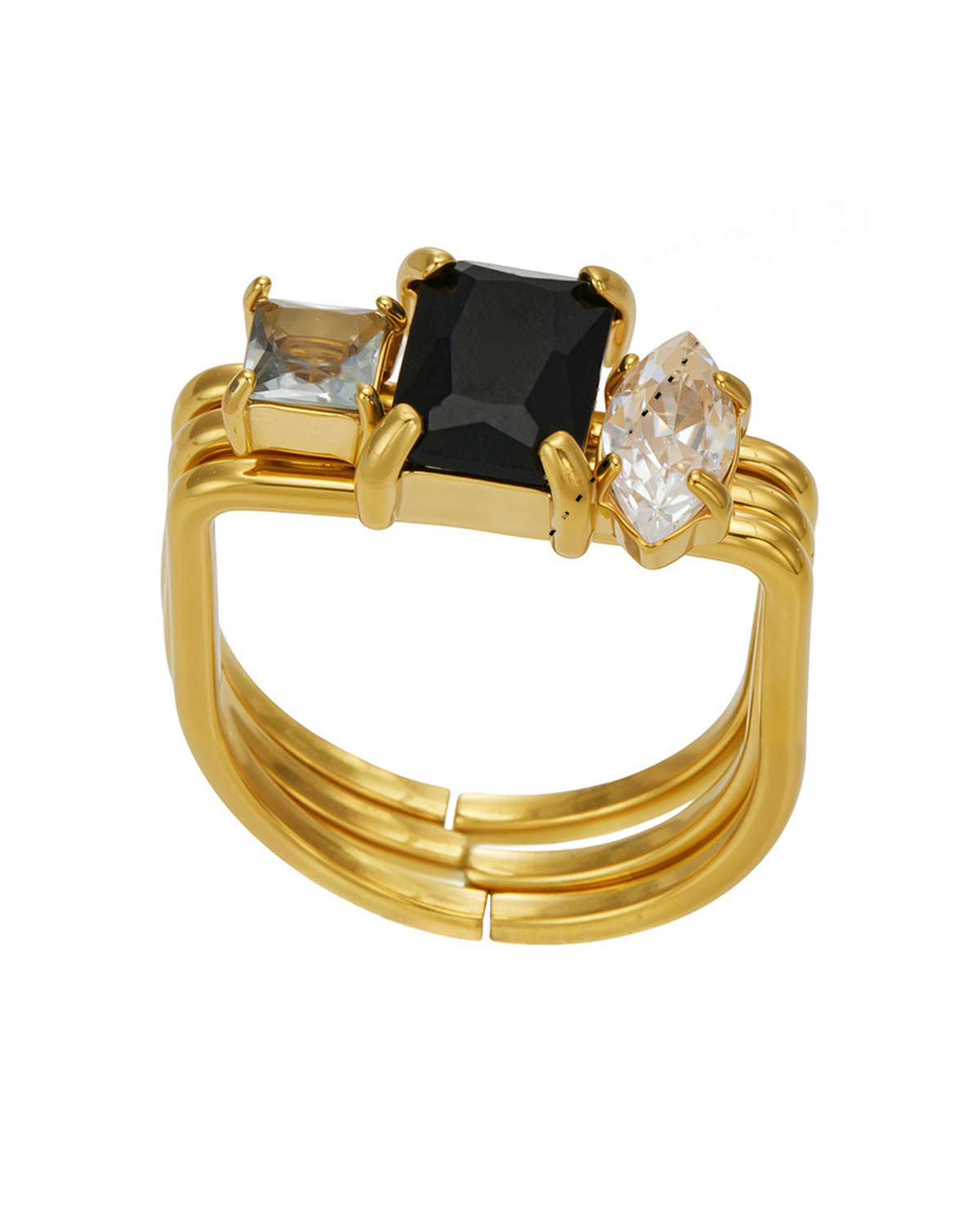 Onyx Black Prism Trio Ring Series