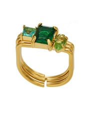 Emerald Green Prism Trio Ring Series