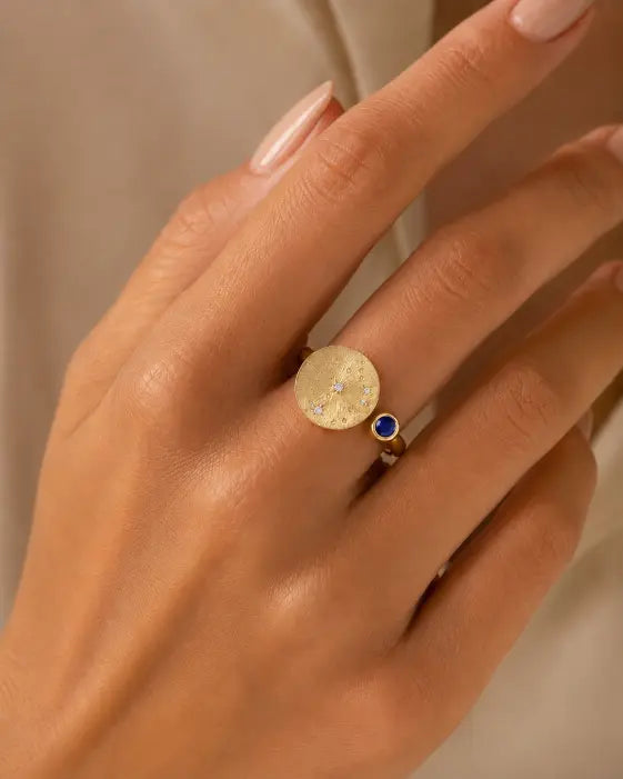 September Sapphire Adjustable Birthstone Ring