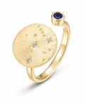 September Sapphire Adjustable Birthstone Ring by ZodiGlow, sapphire blue gold ring, main product view