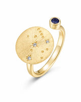 September Sapphire Adjustable Birthstone Ring by ZodiGlow, sapphire blue gold ring, main product view