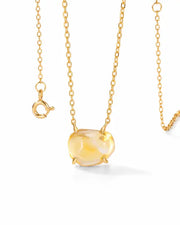 Solara Citrine Necklace by ZodiGlow, citrine gold black necklace, angle view
