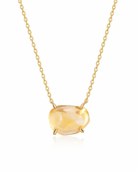 Solara Citrine Necklace by ZodiGlow, citrine gold black necklace, main product view