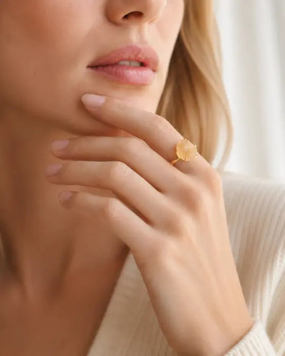 Solara Citrine Ring by ZodiGlow, citrine gold yellow ring, detail view