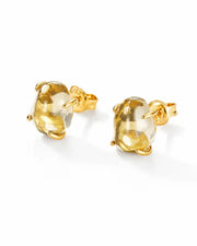 Solara Citrine Stud Earrings by ZodiGlow, citrine gold yellow earrings, angle view
