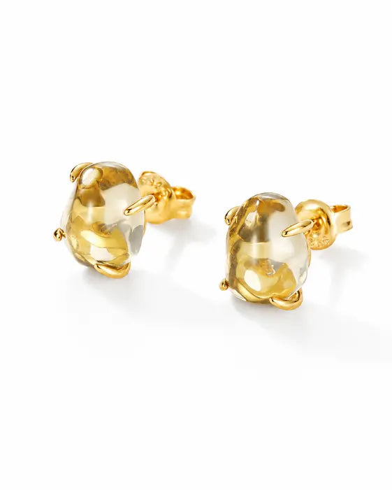 Solara Citrine Stud Earrings by ZodiGlow, citrine gold yellow earrings, angle view
