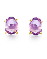 Violet Mirage Pink Amethyst Stud Earrings by ZodiGlow, amethyst pink gold earrings, main product view