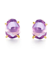 Violet Mirage Pink Amethyst Stud Earrings by ZodiGlow, amethyst pink gold earrings, main product view