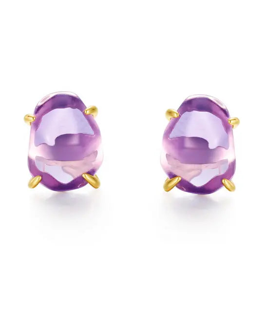 Violet Mirage Pink Amethyst Stud Earrings by ZodiGlow, amethyst pink gold earrings, main product view