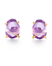 Violet Mirage Pink Amethyst Stud Earrings by ZodiGlow, amethyst pink gold earrings, main product view