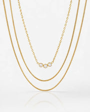 Wishlight Trio Layered Necklace by ZodiGlow, gold delicate necklace, main product view