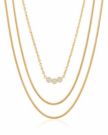 Wishlight Trio Layered Necklace by ZodiGlow, gold delicate necklace, main product view