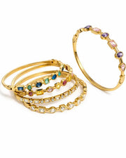 Front view of 5-Piece Waterproof Crystal Bangle Bracelet Set by Zodiglow