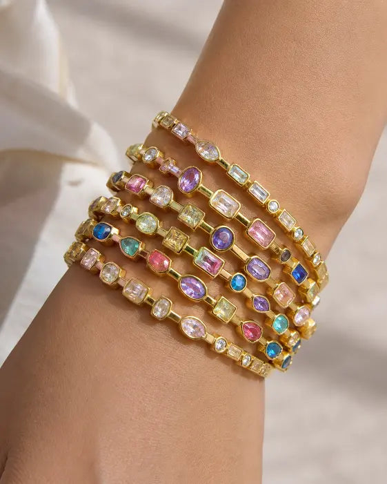 Side view of 5-Piece Waterproof Crystal Bangle Bracelet Set by Zodiglow