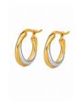 Two-Tone Twist Hoop Earrings with 316l stainless steel