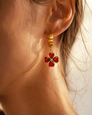 Alternate view of Amara Red Clover Hoop Earrings by Zodiglow