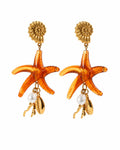 Front view of Amber Reef Starfish Drop Earrings by Zodiglow