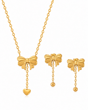 Side view of Amelie Bow Jewelry Set by Zodiglow