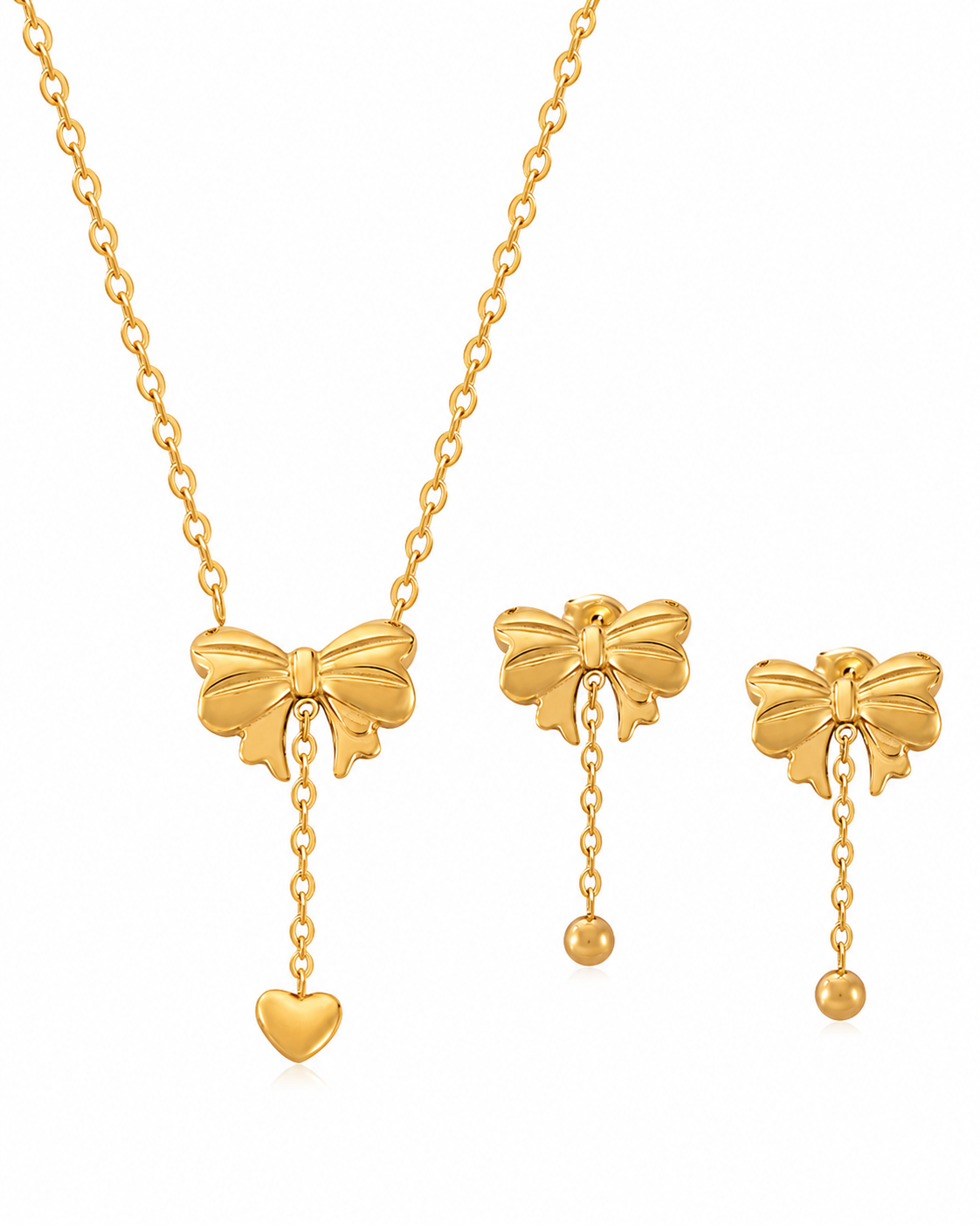 Side view of Amelie Bow Jewelry Set by Zodiglow